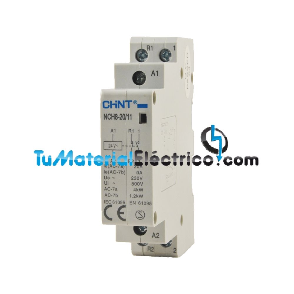 Contacteur modulaire Chint NCH8 20A 2NA 2P 24 Vac 1 Module 256051